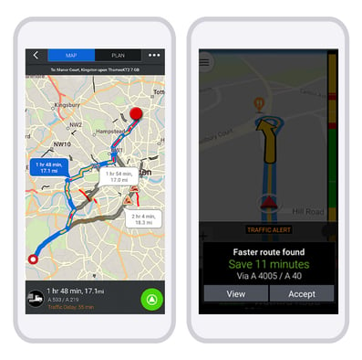 Example route options given by our Traffic Solution